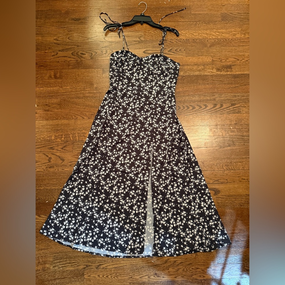 Cupshe Black and White Floral Midi Dress